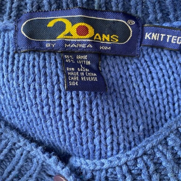 Vintage 80s Hand Knit Animal Cardigan Sweater by 20 Ans by Mariea Kim Size Large - Picture 10 of 10